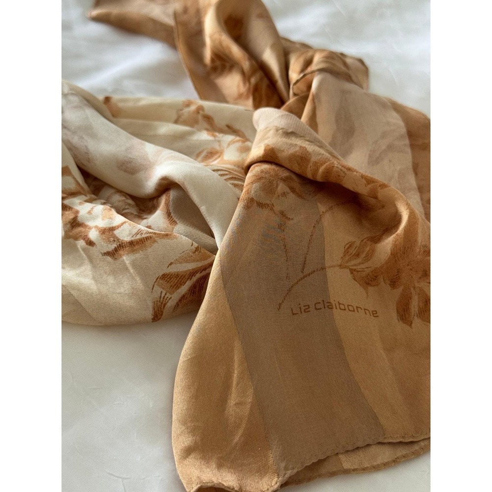 Vintage‎ Liz Claiborne Scarf Floral Sheer/Silk Chiffon Lightweight Wrap